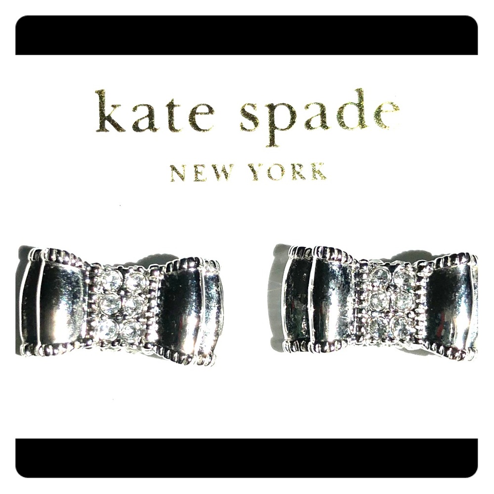 Kate Spade Take a Bow Stud Earrings Silver Crystal